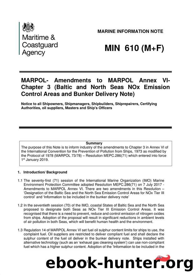 MIN 610 (M+F) MARPOL Amendments to MARPOL Annex VI Chapter 3 (Baltic